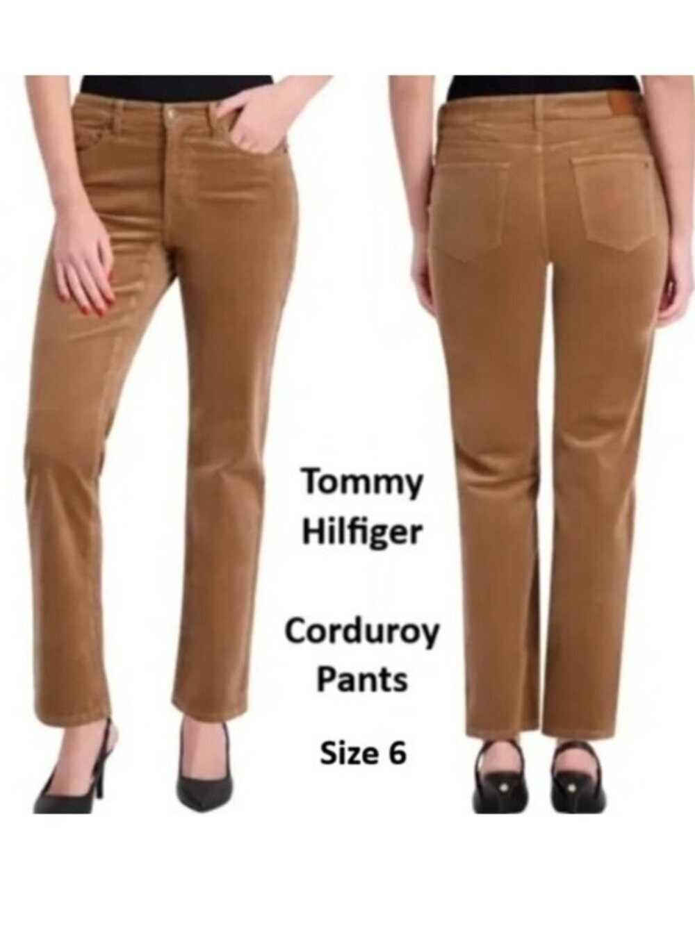 Tommy Hilfiger Women's 5 Pocket Corduroy Pant Size 6 Brown Straight Leg